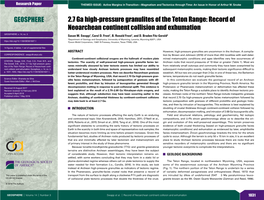 Record of Neoarchean Continent Collision and Exhumation GEOSPHERE; V