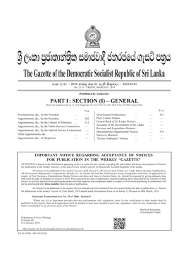 The Gazette of the Democratic Socialist Republic of Sri Lanka Wxl 2