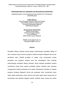 Peradaban Melayu Sarawak Dalam Konteks Nusantara” JMS Vol