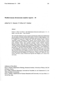 Mediterranean Chromosome Number Reports - IO Edited by G