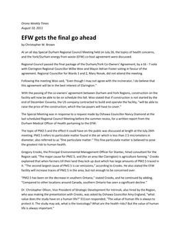 EFW Gets the Final Go Ahead by Christopher W