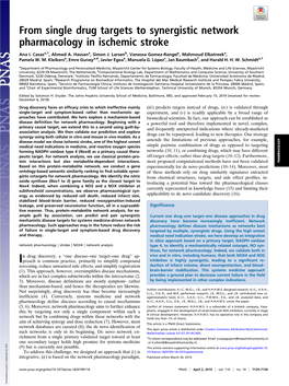 From Single Drug Targets to Synergistic Network Pharmacology in Ischemic Stroke