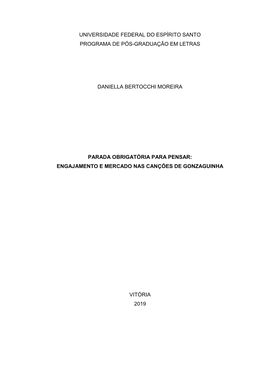 Universidade Federal Do Espírito Santo Programa De Pós-Graduação Em Letras Daniella Bertocchi Moreira Parada Obrigatória Pa