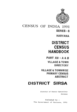 Village & Townwise Primary Census Abstract, Sirsa, Part XII- a & B