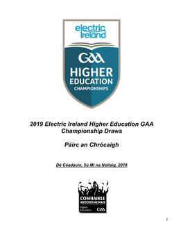 2019 Electric Ireland Higher Education GAA Championship Draws