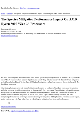 The Spectre Mitigation Performance Impact on AMD Ryzen 5000 