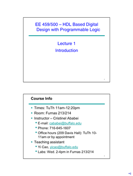 HDL Based Digital Design with Programmable Logic Lecture 1