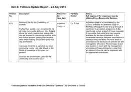 Petitions Update Report – 23 July 2014