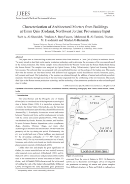 Characterization of Architectural Mortars from Buildings at Umm Qais (Gadara), Northwest Jordan: Provenance Input 1Saeb A