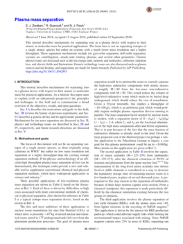 Plasma Mass Separation S