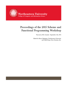 2015 Scheme and Functional Programming Workshop
