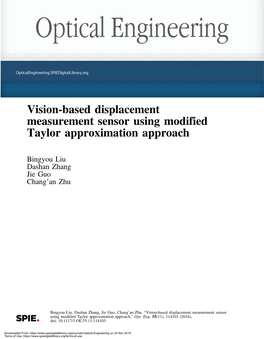 Vision-Based Displacement Measurement Sensor Using Modified Taylor Approximation Approach