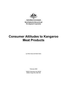 Consumer Attitudes to Kangaroo Meat Products