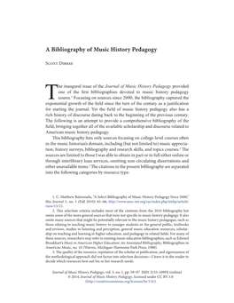 A Bibliography of Music History Pedagogy