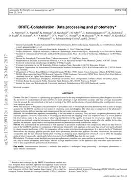 BRITE-Constellation: Data Processing and Photometry? A