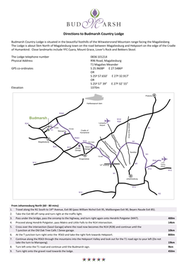 Budmarsh General Directions