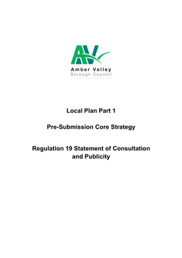 Regulation 19 Statement of Consultation and Publicity