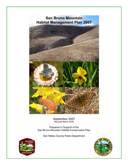 San Bruno Mountain Habitat Management Plan 2007 Page I