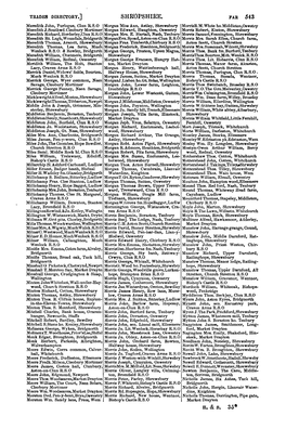 SHROPSHIRE. FAR 543 Meredith John, Purlogue, Clun R.S.O Morgan 'Miss Ann, Astley, Shrewsbury Morrisr.M