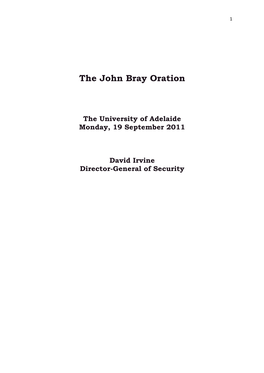 The John Bray Oration
