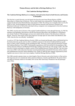 Brassey's Link to Heritage Railways No:4