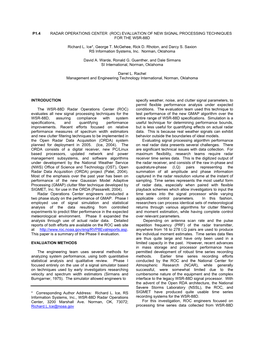 P1.4 Radar Operations Center (Roc) Evaluation of New Signal Processing Techniques for the Wsr-88D