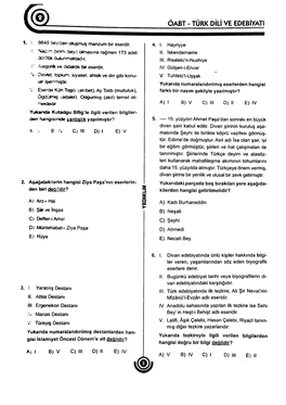 A) I B) V C) III D) II E) IV Yukanda Kutadgu Bilig'le Ilgili Verilen Bilgiler­ Den Hangisinde Yanlışlık Yapılmıştır? 5