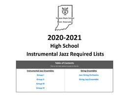 High School Instrumental Jazz Required Lists