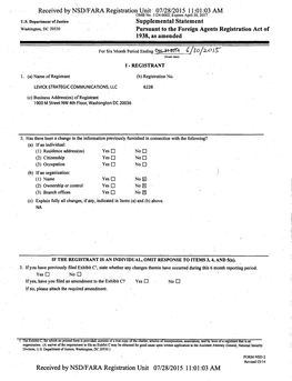 Received by NSD/FARA Registration Unit 07/28/2015 11:01:03 AM U.S