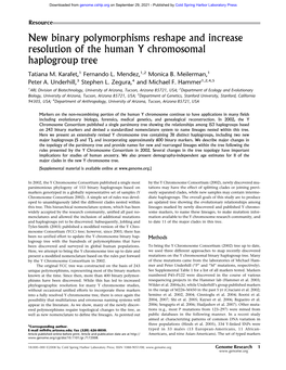 New Binary Polymorphisms Reshape and Increase Resolution of the Human Y Chromosomal Haplogroup Tree