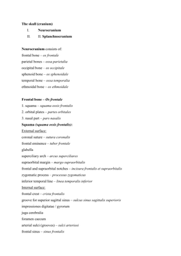 The Skull (Cranium) I
