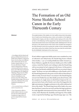 The Formation of an Old Norse Skaldic School Canon in the Early Thirteenth Century