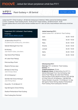 Jadual Perjalanan Dan Peta Laluan Untuk Bas P311