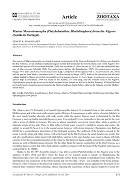 Platyhelminthes, Rhabditophora) from the Algarve (Southern Portugal