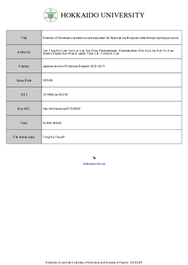 Detection of Schistosoma Spindale Ova and Associated Risk Factors Among Malaysian Cattle Through Coprological Survey