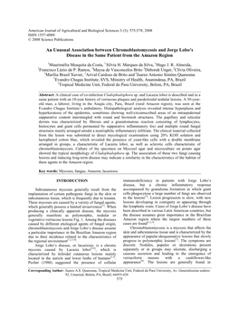 An Unusual Association Between Chromoblastomycosis and Jorge Lobo’S Disease in the Same Patient from the Amazon Region