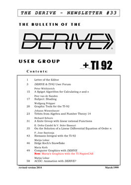 The Derive - Newsletter #33