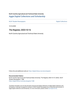 THE Registernorth Carolina A&T