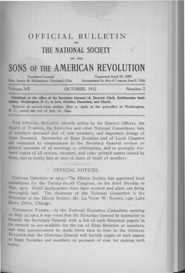 SONS of the AMERICAN REVOLUTION President General Organized April 30, 1889 Hon
