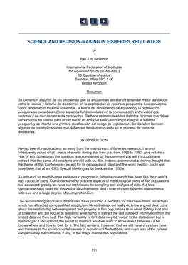 Science and Decision-Making in Fisheries Regulation