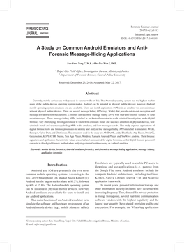 A Study on Common Android Emulators and Anti- Forensic Message-Hiding Applications