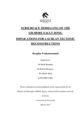 Subsurface Modelling of the Gilmore Fault Zone