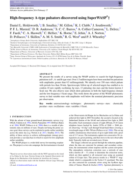 High-Frequency A-Type Pulsators Discovered Using Superwasp †