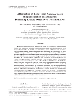 Attenuation of Long-Term Rhodiola Rosea Supplementation on Exhaustive Swimming-Evoked Oxidative Stress in the Rat