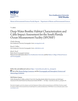 Deep-Water Benthic Habitat Characterization And