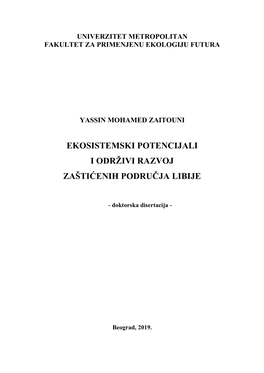 Ekosistemski Potencijali I Održivi Razvoj Zaštićenih Područja Libije