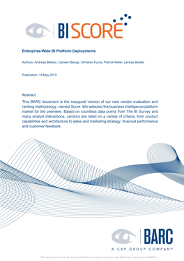 Enterprise-Wide BI Platform Deployments Abstract This BARC