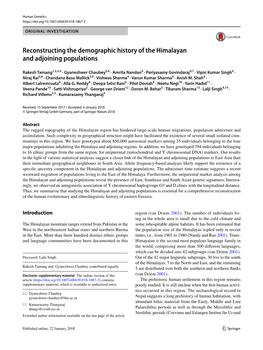 Reconstructing the Demographic History of the Himalayan and Adjoining Populations