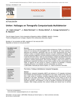 Uréter Hallazgos En Tomografía Computarizada Multidetector