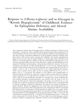 Response to 2-Deoxy-D-Glucose and to Glucagon in 